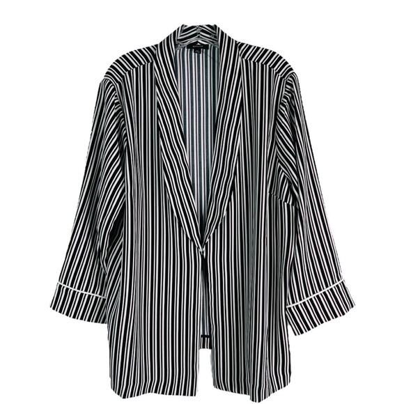 NEW Alfani black white pink striped preppy office open lightweight blazer XXL - Picture 1 of 8